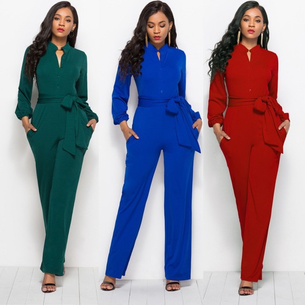 Lång jumpsuit för kvinnor med rosett