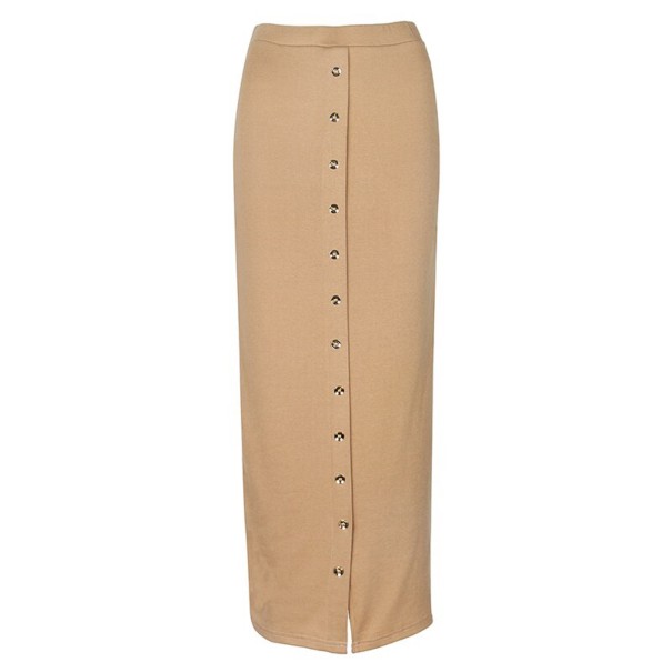 Lång kjol för kvinnor med knappar beige XS