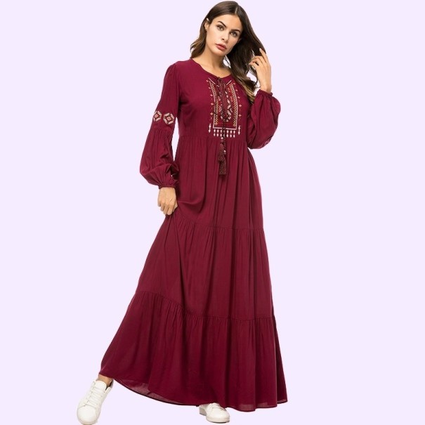 Lang kjole Galina bordeaux L