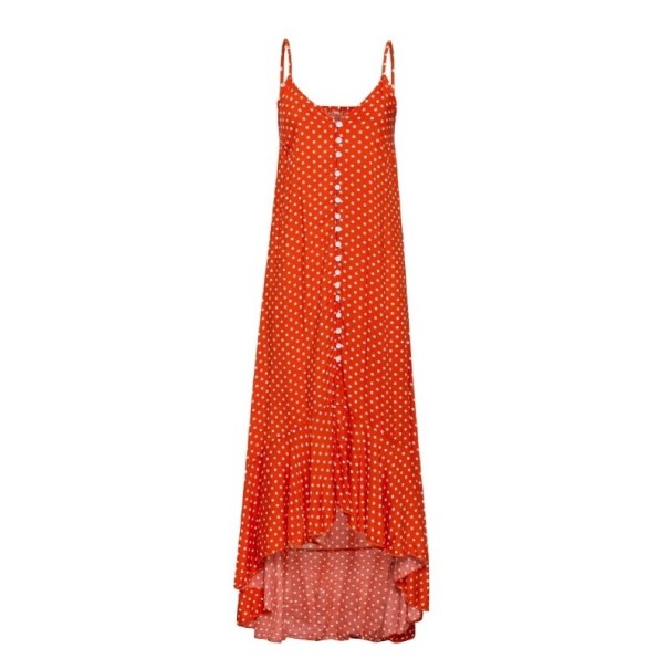 Lang kjole med stropper orange XL