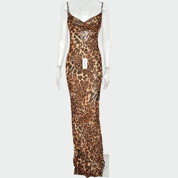 Lang leopardkjole M