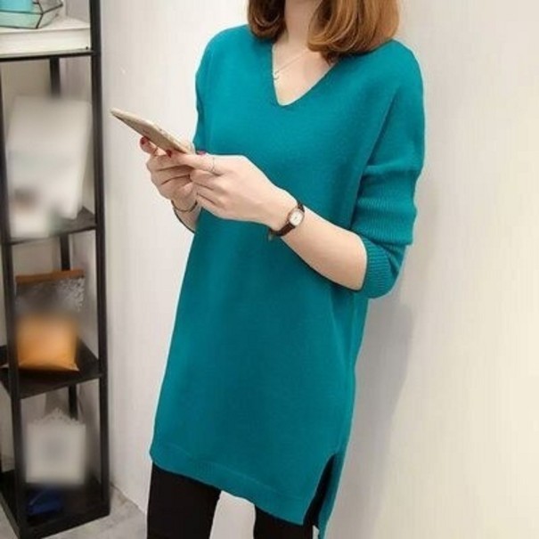 Lang sweater til kvinder G427 turkis XXL