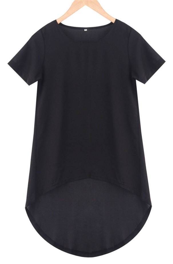 Lång t-shirt för kvinnor svart 3XL
