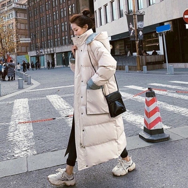 Lang vinterjakke til kvinder P1726 beige XL