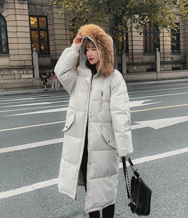 Lang vinterjakke til kvinder P1795 beige L
