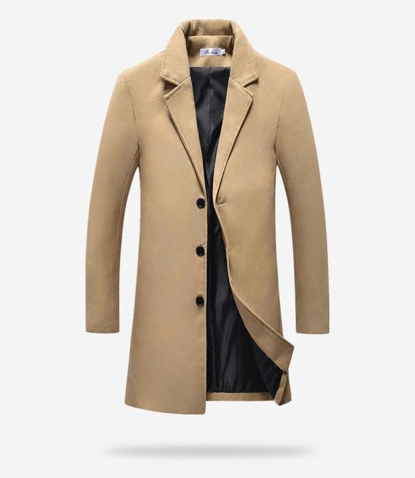Lång vinterkappa för män J3062 beige S