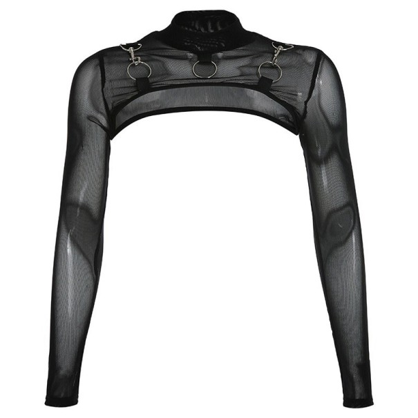 Langærmet crop top til kvinder P597 XS