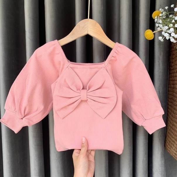 Langærmet T-shirt til piger T2547 rosa 2