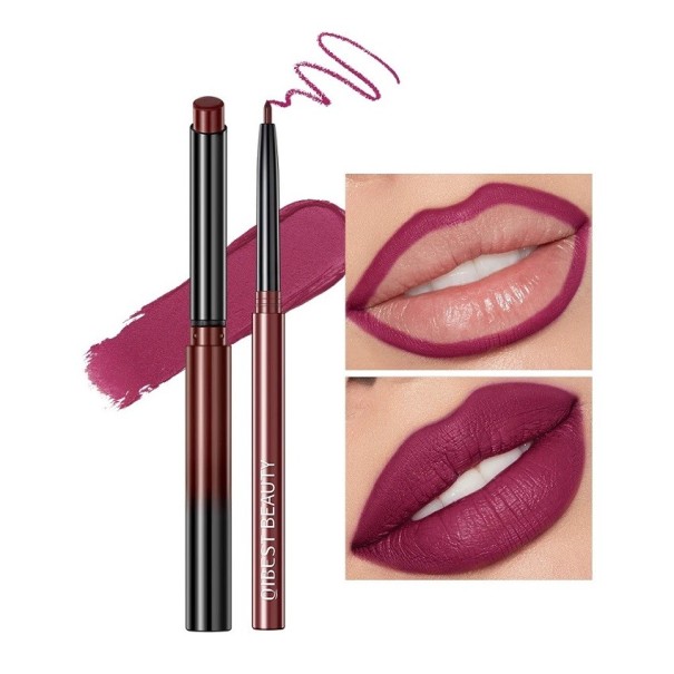 Langanhaltender Lippenstift und Lipliner. Matte Lippenstift- und Lipliner. Wasserfeste Kosmetik 12