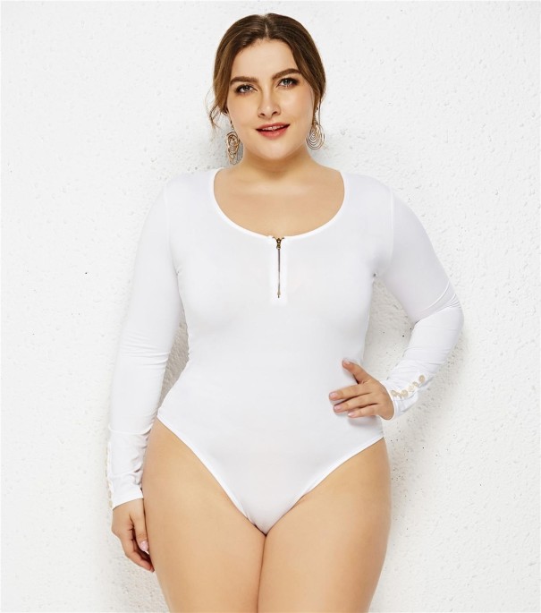 Långärmad bodysuit för kvinnor B778 vit XL