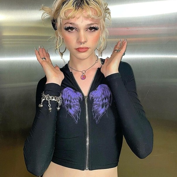 Långärmad crop top för kvinnor P2428