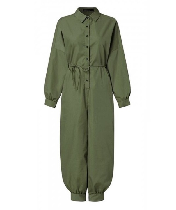 Långärmad skjorta jumpsuit för kvinnor 5XL 5