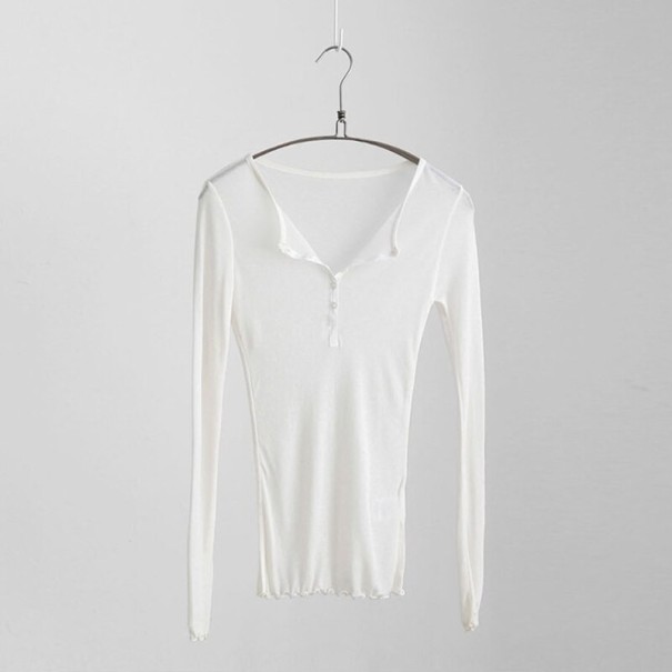 Långärmad T-shirt för kvinnor A958 vit
