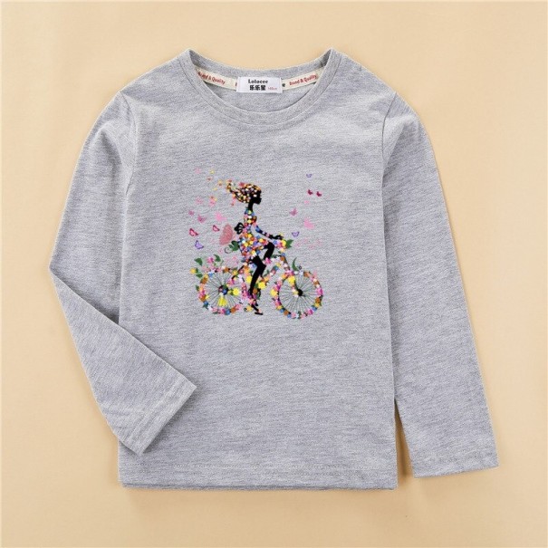 Långärmad T-shirt för tjejer T2507 grå 4