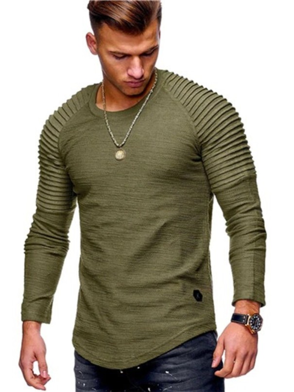 Långärmad T-shirt herr armégrön XS