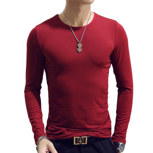 Långärmad T-shirt herr T2062 vinröd XS 1