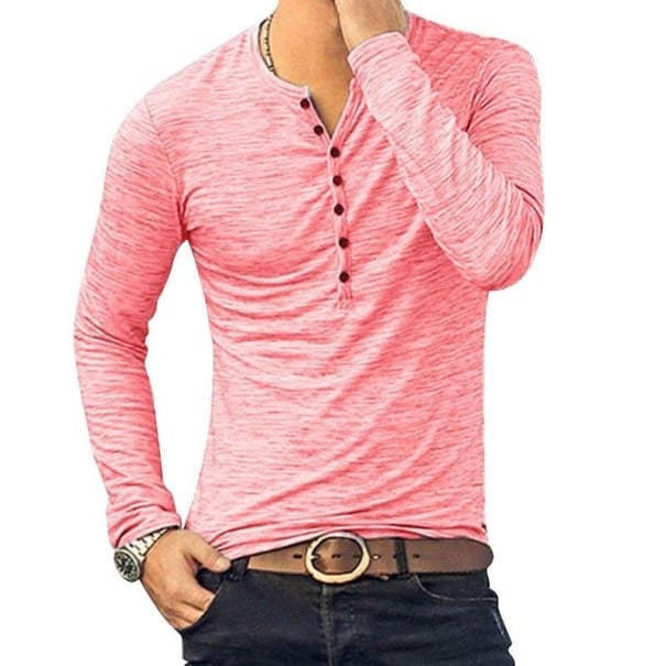 Långärmad T-shirt herr T2158 rosa XL