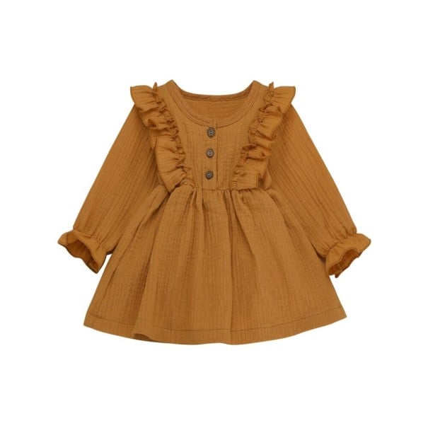 Langarmkleid für Mädchen N94 dunkelgelb 5