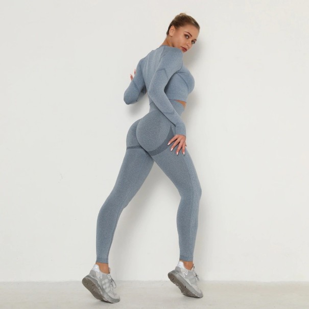 Langärmliges Crop-Top und Leggings für Damen blau XS