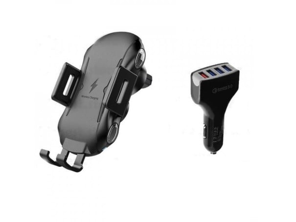 Langaton autolaturi 10 W puhelimen pidikkeellä Adapteri tupakansytyttimeen 18 W neljällä USB-portilla Quick Charge 3.0 2
