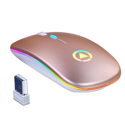 Langaton hiiri LED-taustavalolla kultainen