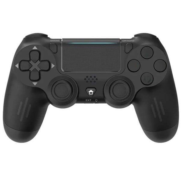 Langaton ohjain PS4:lle/PC:lle/iOS:lle/Androidille. Musta tai valkoinen Bluetooth-peliohjain, jossa on värinä, gyroskooppi, ääniliitäntä musta