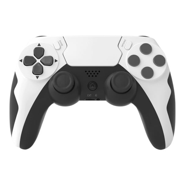 Langaton peliohjain PS4:lle, PS3:lle ja PC:lle kuuden akselin gyroskoopilla ja kaksoisvärinällä, peliohjain kahdella joystickillä valkoinen