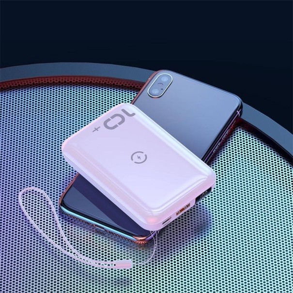Langaton varavirtalähde QC 3.0 10000 mAh valkoinen