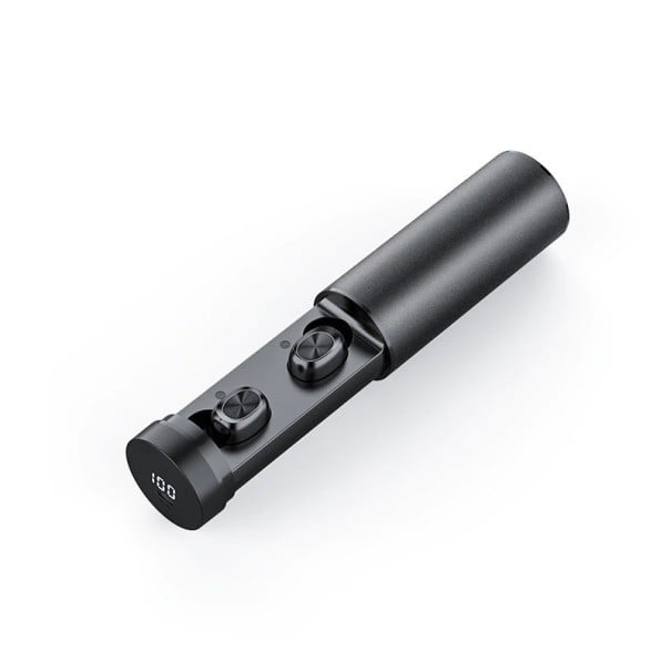 Langattomat nappikuulokkeet mikrofonilla Bluetooth 5.0 Sylinterimäinen latauskotelo, jossa on näyttö Äänenvoimakkuuden ja puheluiden hallinta 1