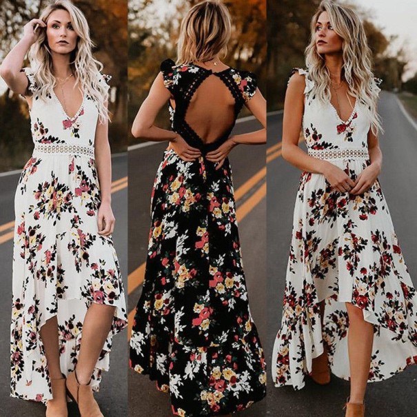 Lange bloemen boho-jurk