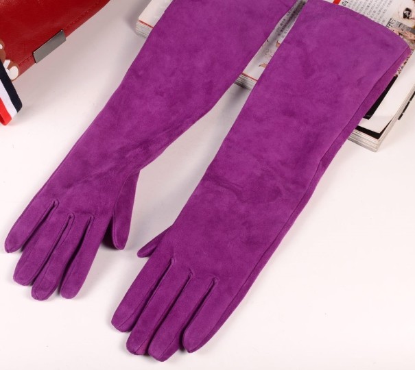 Lange Damen-Lederhandschuhe fuchsia M