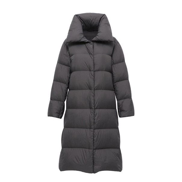 Lange Damen-Winterjacke P2530 dunkelgrau S