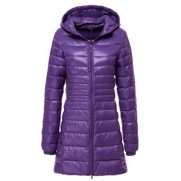 Lange Damenjacke mit Entenfedern J3270 violett XS