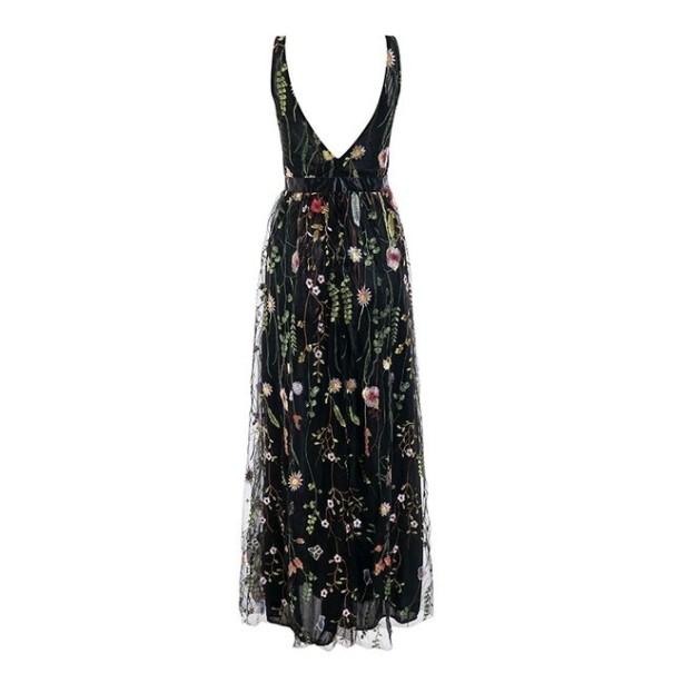 Lange damesjurk met bloemen M