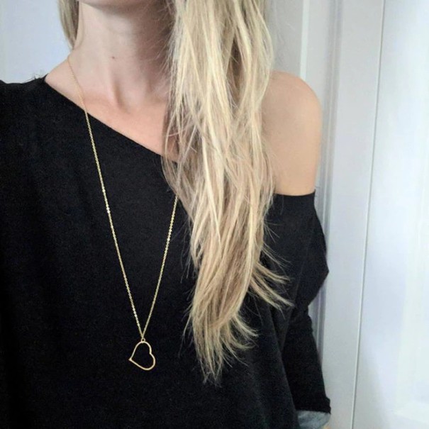 Lange damesketting met hart D311 goud
