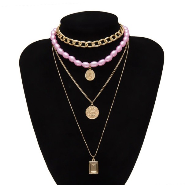 Lange damesketting met parels 3