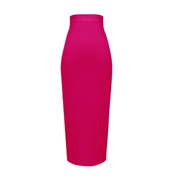 Lange damesrok met hoge taille donkerroze M