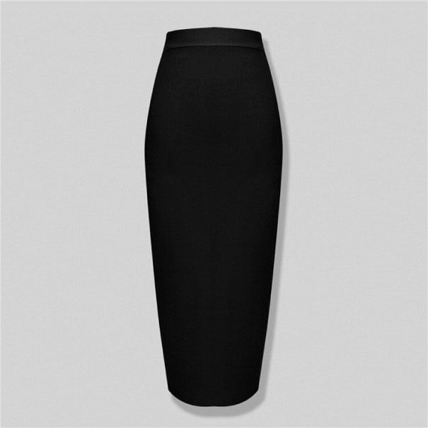 Lange damesrok met hoge taille zwart S