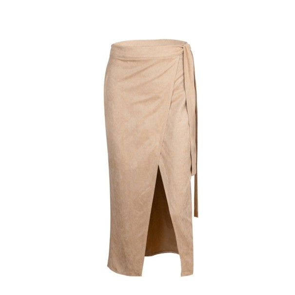 Lange damesrok met strikjes beige M