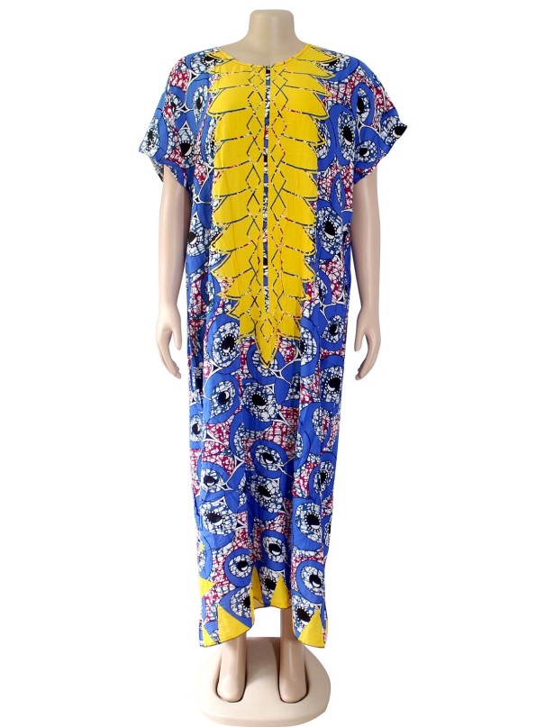 Lange etnische jurk blauw