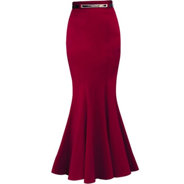 Lange formele rok voor dames A1598 wijnrood M