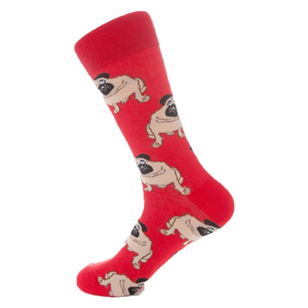 Lange Herrensocken mit Hundeaufdruck rot