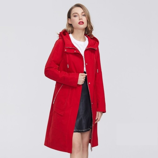 Lange Kapuzenjacke für Damen rot XL