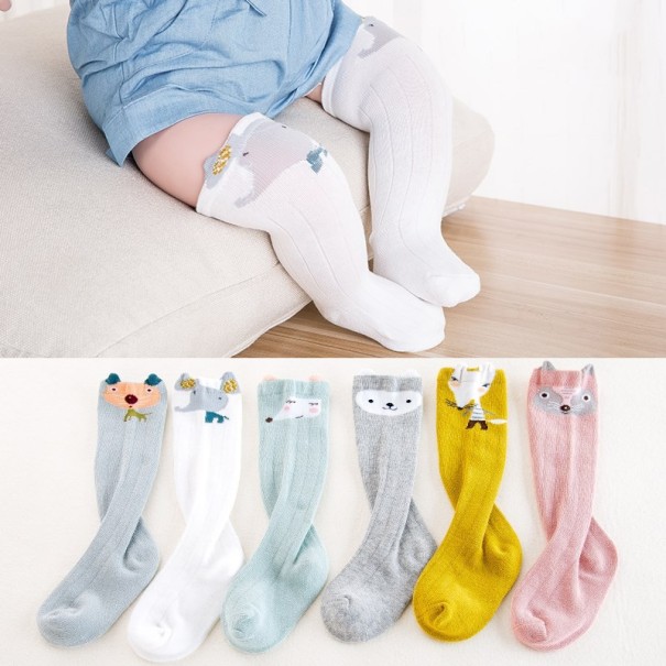 Lange Kindersocken mit Ohren weiß 0-1 Jahr
