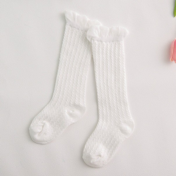 Lange Kindersocken weiß 0-12 Monate