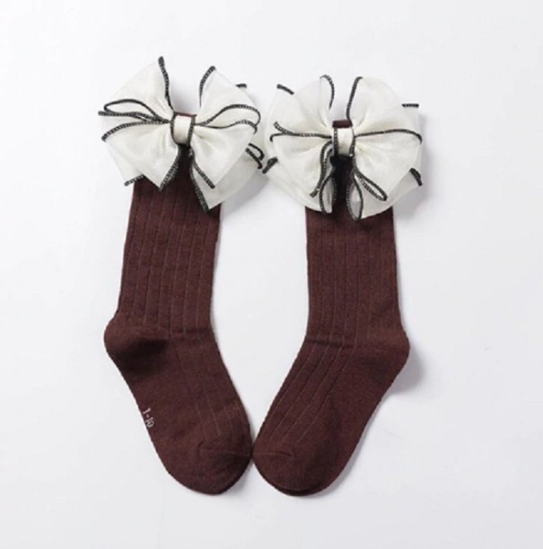 Lange Mädchensocken mit Schleife braun 4-6 Jahre