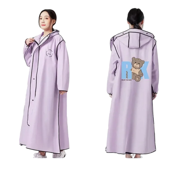 Lange regenjas met capuchon plastic bescherming tegen de regen bedekking van de benen drukknopen voor gebruik op de scooter fiets buiten paars XXL