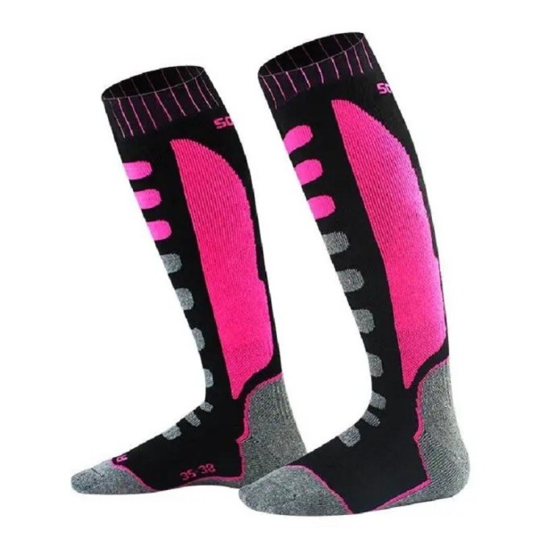 Lange Skisocken für Damen und Herren. Winter-Thermosocken. Starke warme Socken zum Skifahren und Snowboarden rosa 39-42