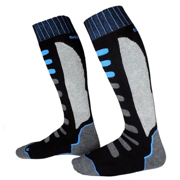 Lange Skisocken für Damen und Herren. Winter-Thermosocken. Starke warme Socken zum Skifahren und Snowboarden schwarz 35-38