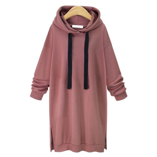 Lange sweatshirtjurk voor dames baksteenrood S